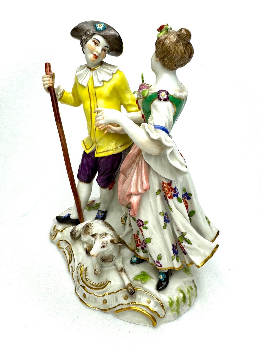 Meissen Grupe Bergers En Porcelaine-photo-4