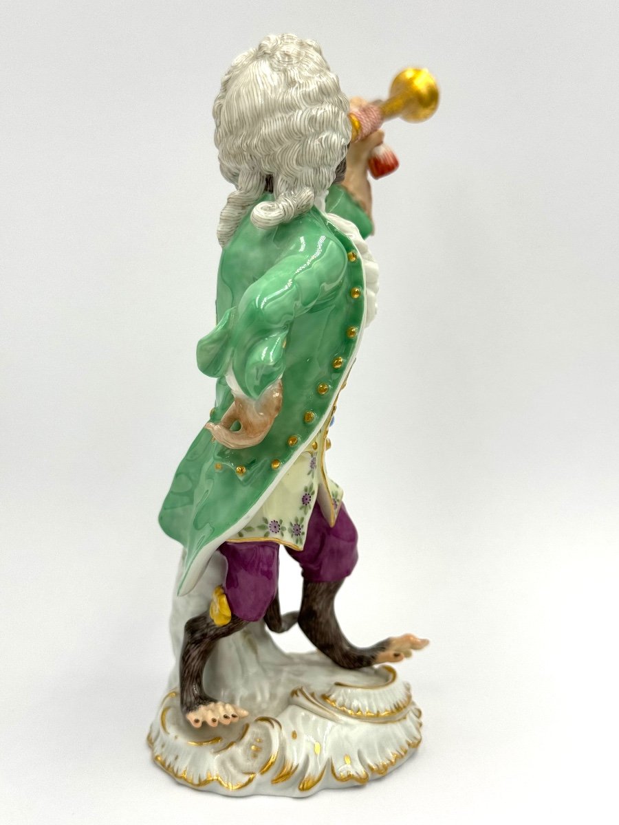 Meissen Figure En Porcelaine - Singe Comme Trompettiste De L’orchestre De Singes-photo-2