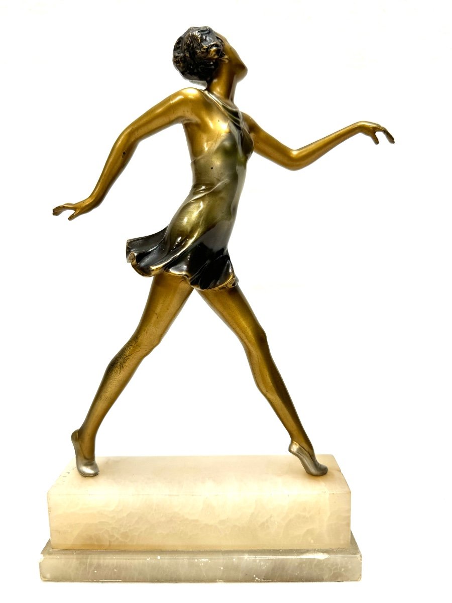 Lorenzl - Sculpture En Bronze Art Déco Danseuse -photo-2