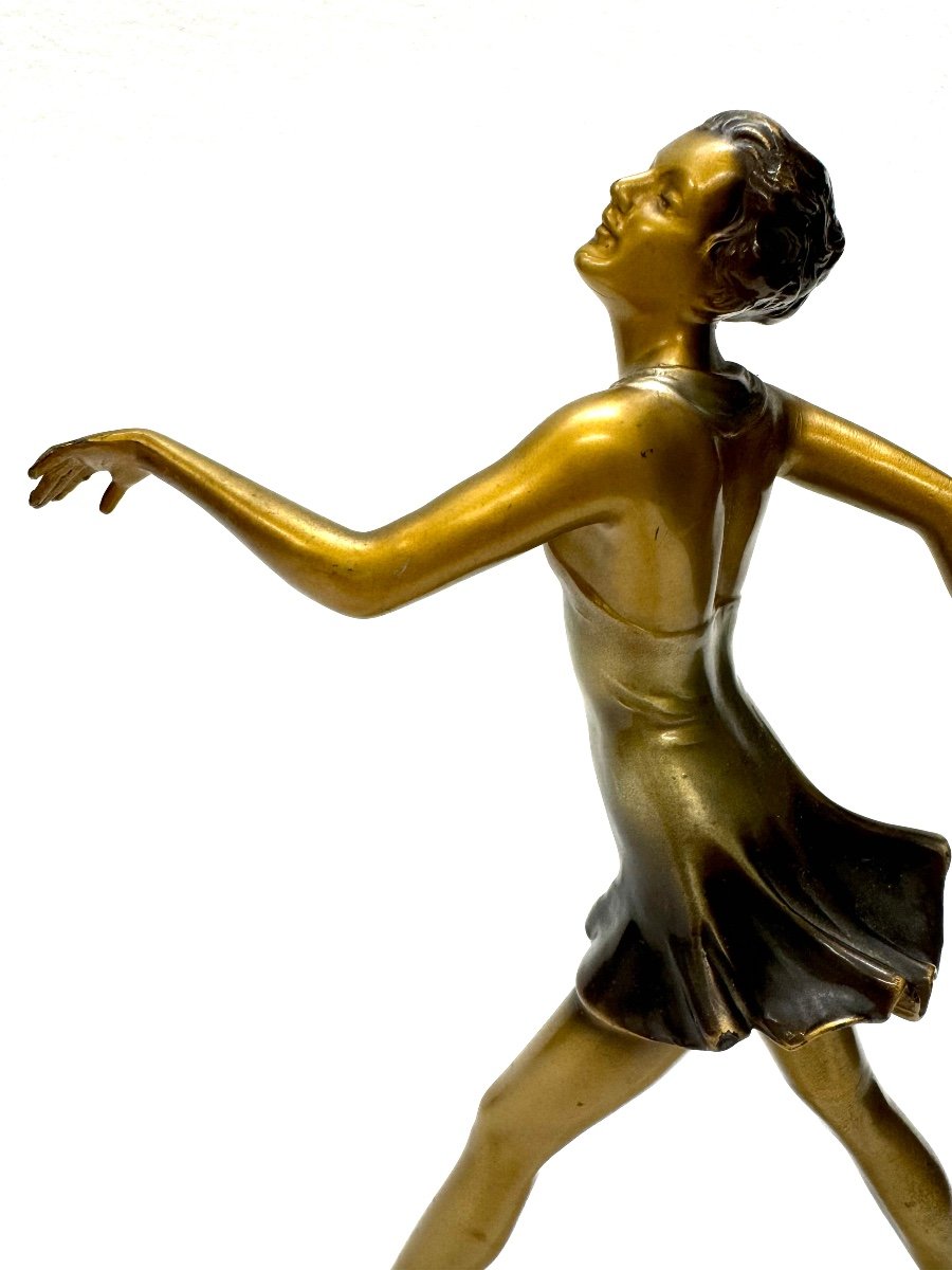 Lorenzl - Sculpture En Bronze Art Déco Danseuse -photo-2