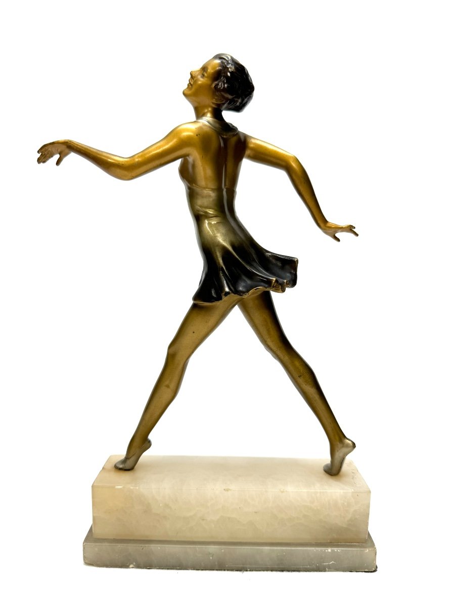 Lorenzl - Sculpture En Bronze Art Déco Danseuse 