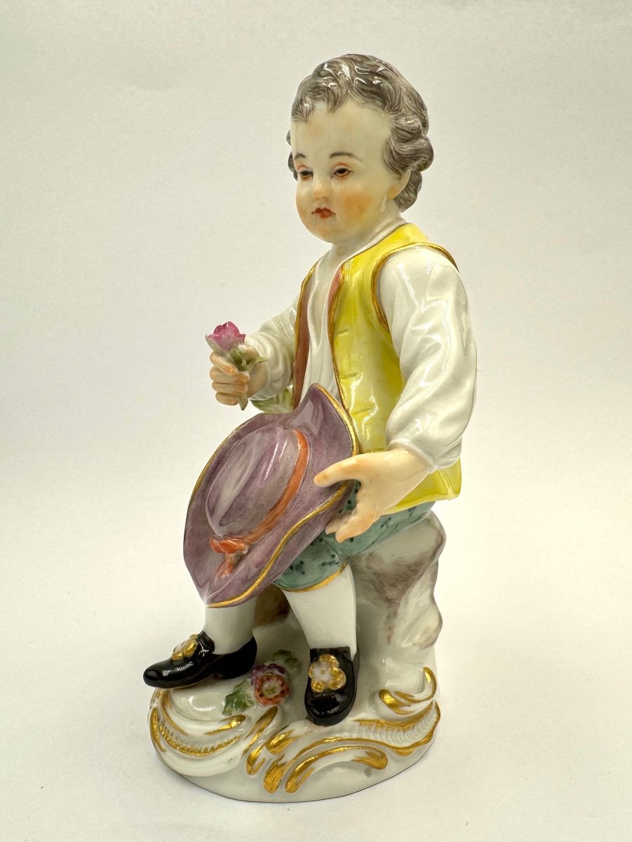 Meissen Child Gardener With Hat In Hand. -photo-2