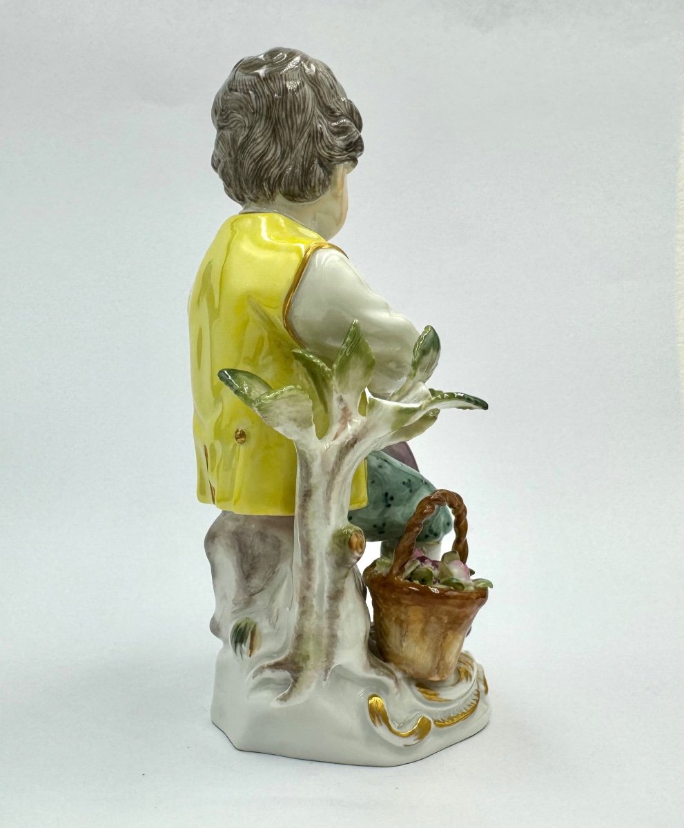 Meissen Child Gardener With Hat In Hand. -photo-1