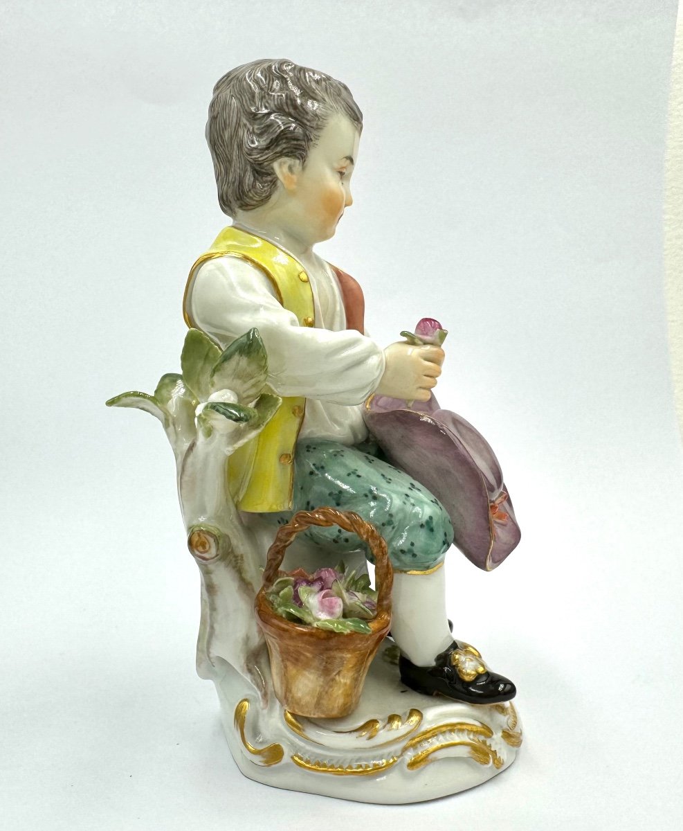 Meissen Child Gardener With Hat In Hand. -photo-2