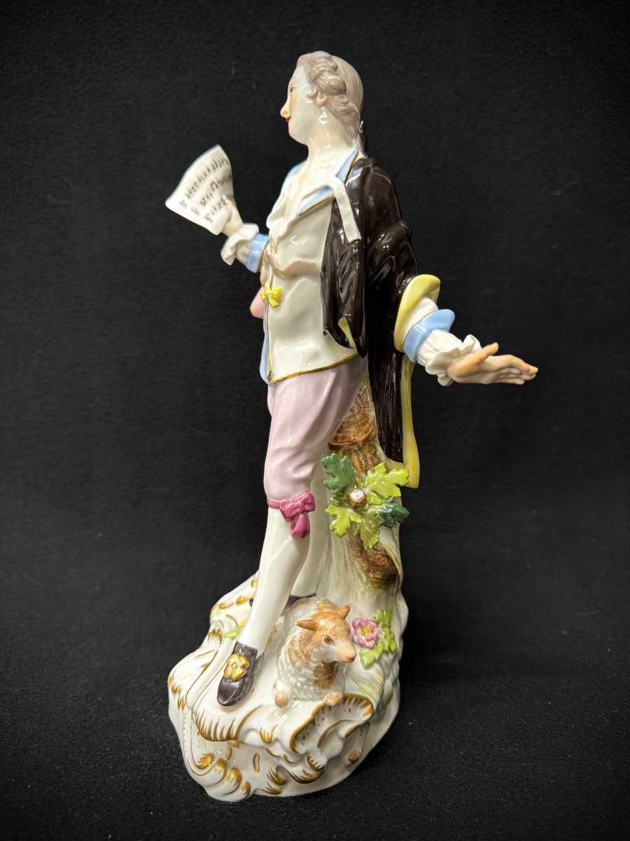 Meissen, Porcelain Figure Shepherd With Music Sheet-photo-2