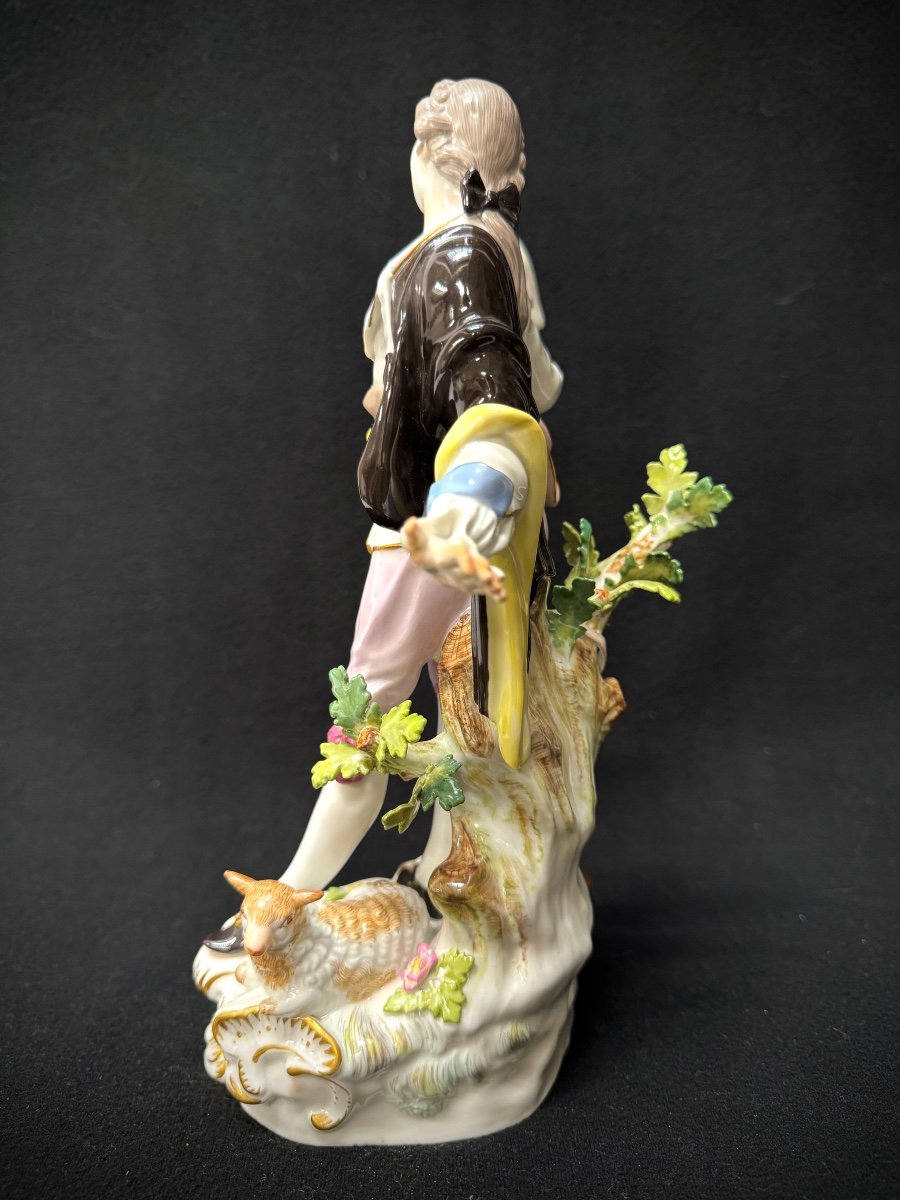 Meissen, Porcelain Figure Shepherd With Music Sheet-photo-3