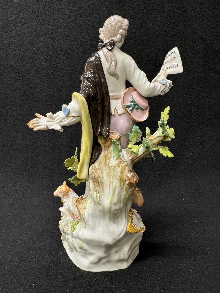 Meissen, Porcelain Figure Shepherd With Music Sheet-photo-4