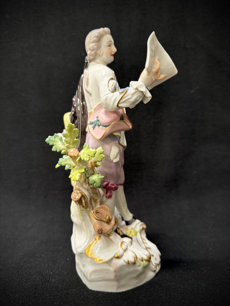 Meissen, Porcelain Figure Shepherd With Music Sheet-photo-3