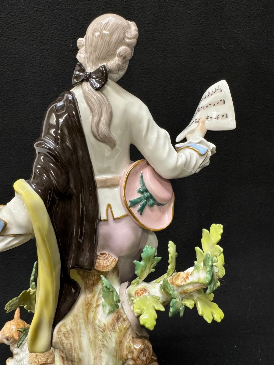 Meissen, Porcelain Figure Shepherd With Music Sheet-photo-4