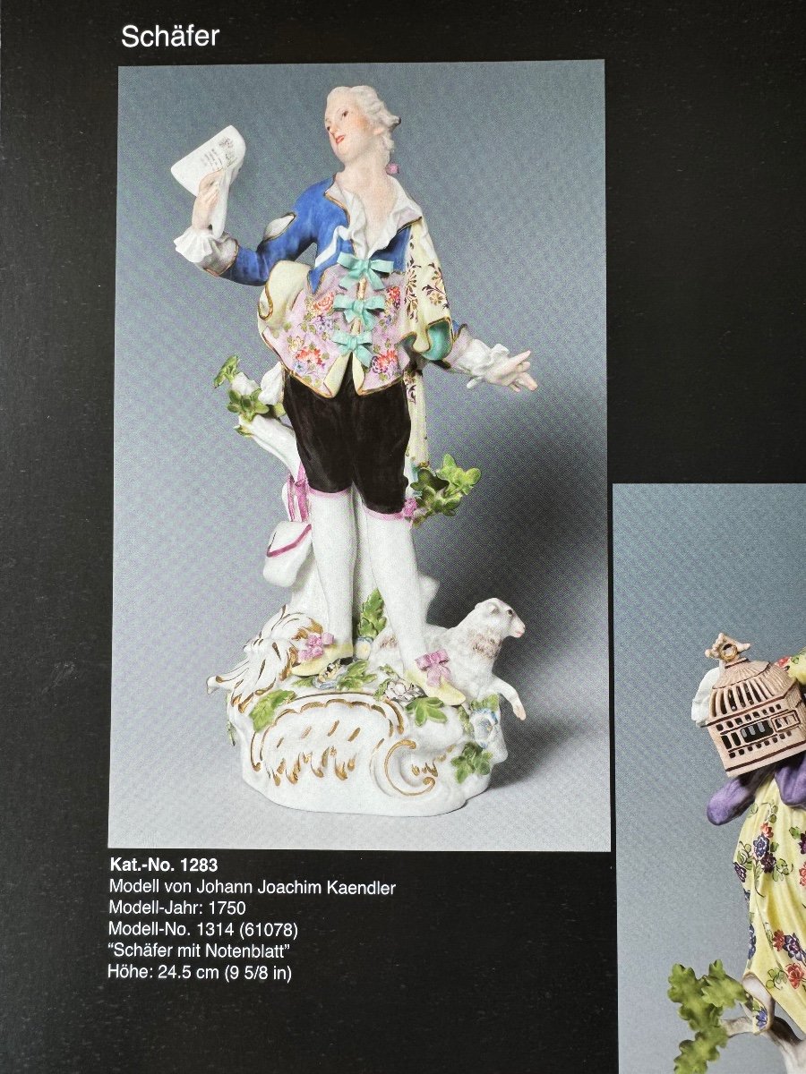 Meissen, Porcelain Figure Shepherd With Music Sheet-photo-8