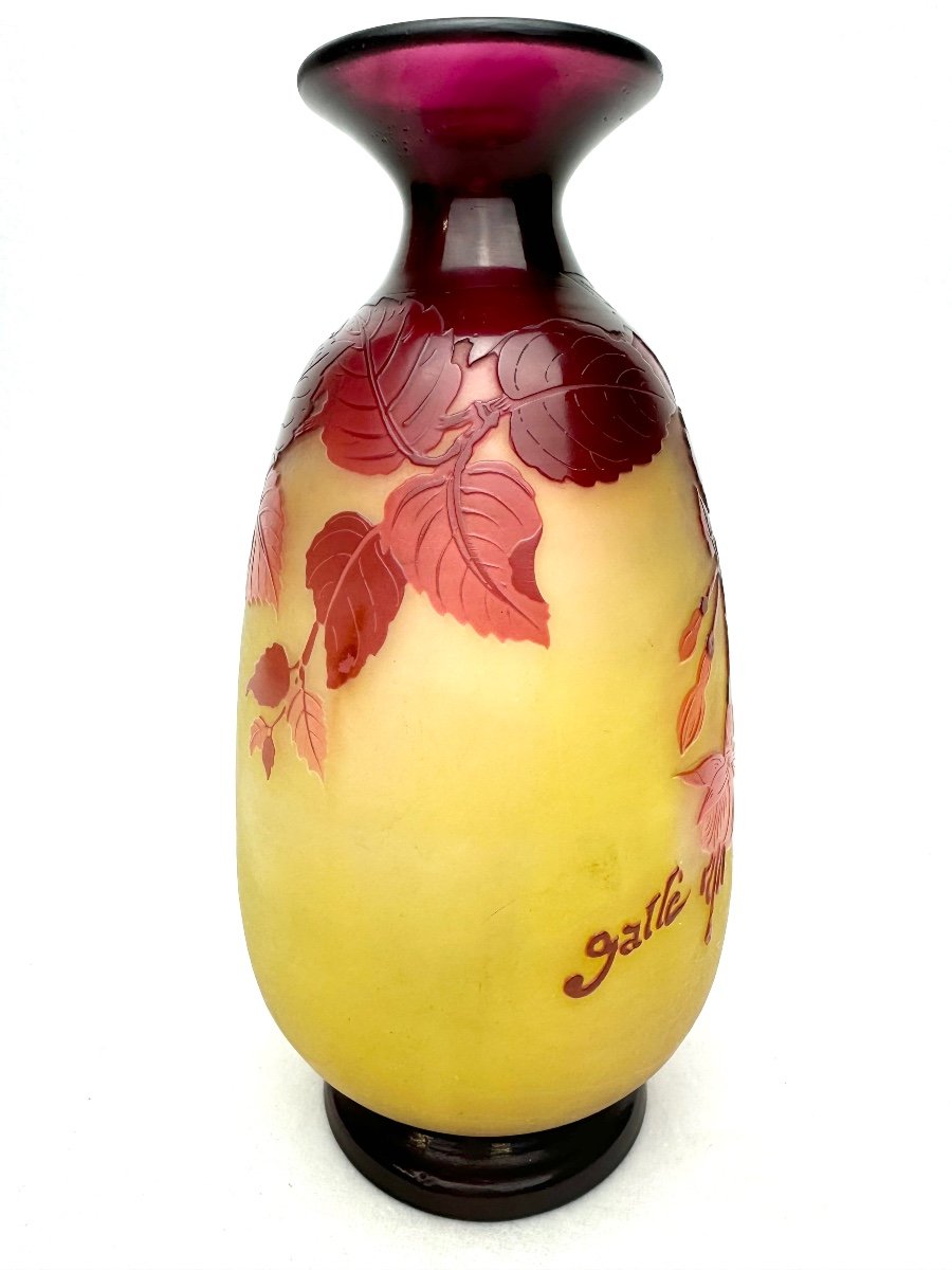 Gallé - Vase With Fuchsia Decor -photo-4