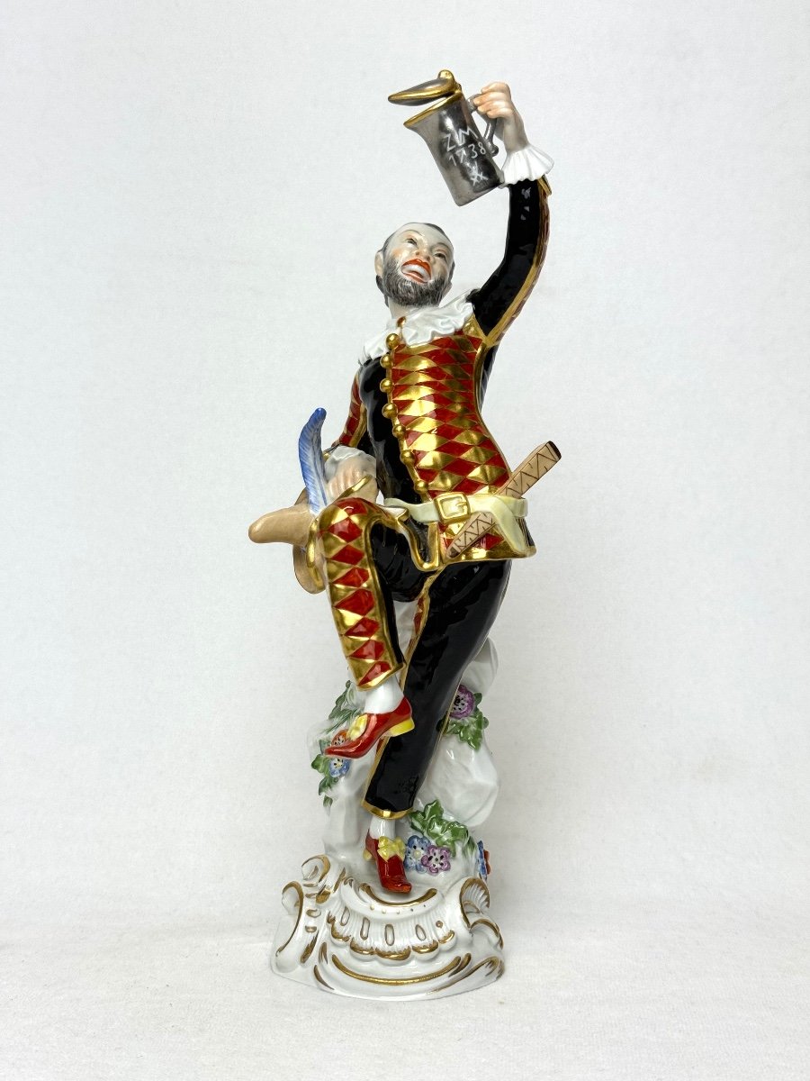 Meissen - Figure En Porcelaine Arlequin Dansant (Harlekin mit Deckelkanne)-photo-2