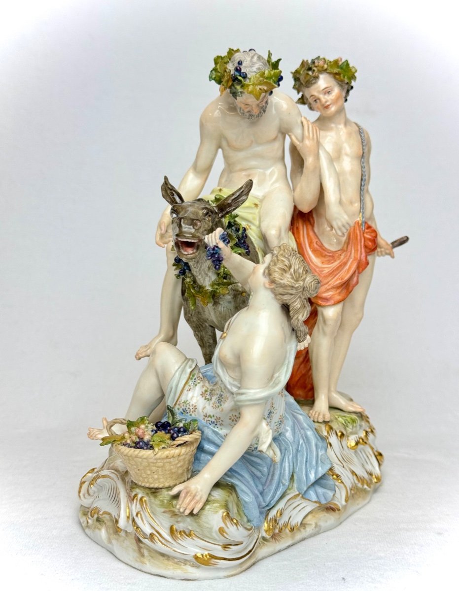 Meissen - Porcelain Group Silenus On A Donkey-photo-2