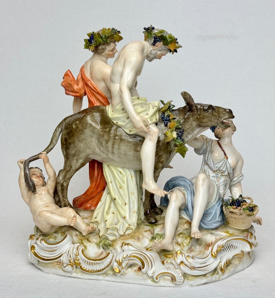 Meissen - Porcelain Group Silenus On A Donkey-photo-3