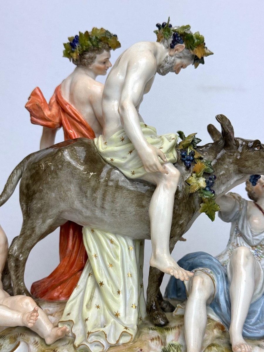 Meissen - Porcelain Group Silenus On A Donkey-photo-3