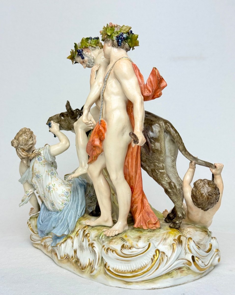 Meissen - Porcelain Group Silenus On A Donkey-photo-7