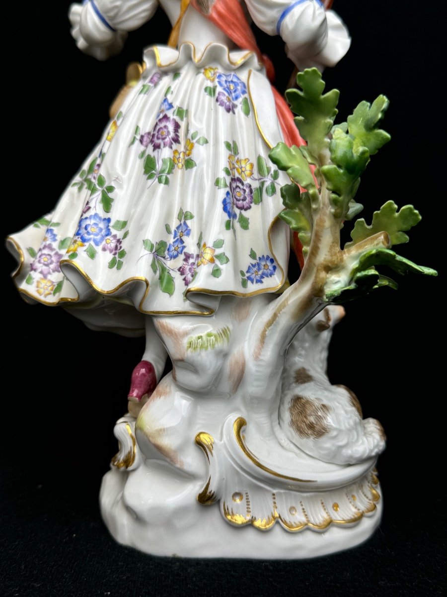 Meissen - Porcelain Figure Of Shepherdess With Staff-photo-6