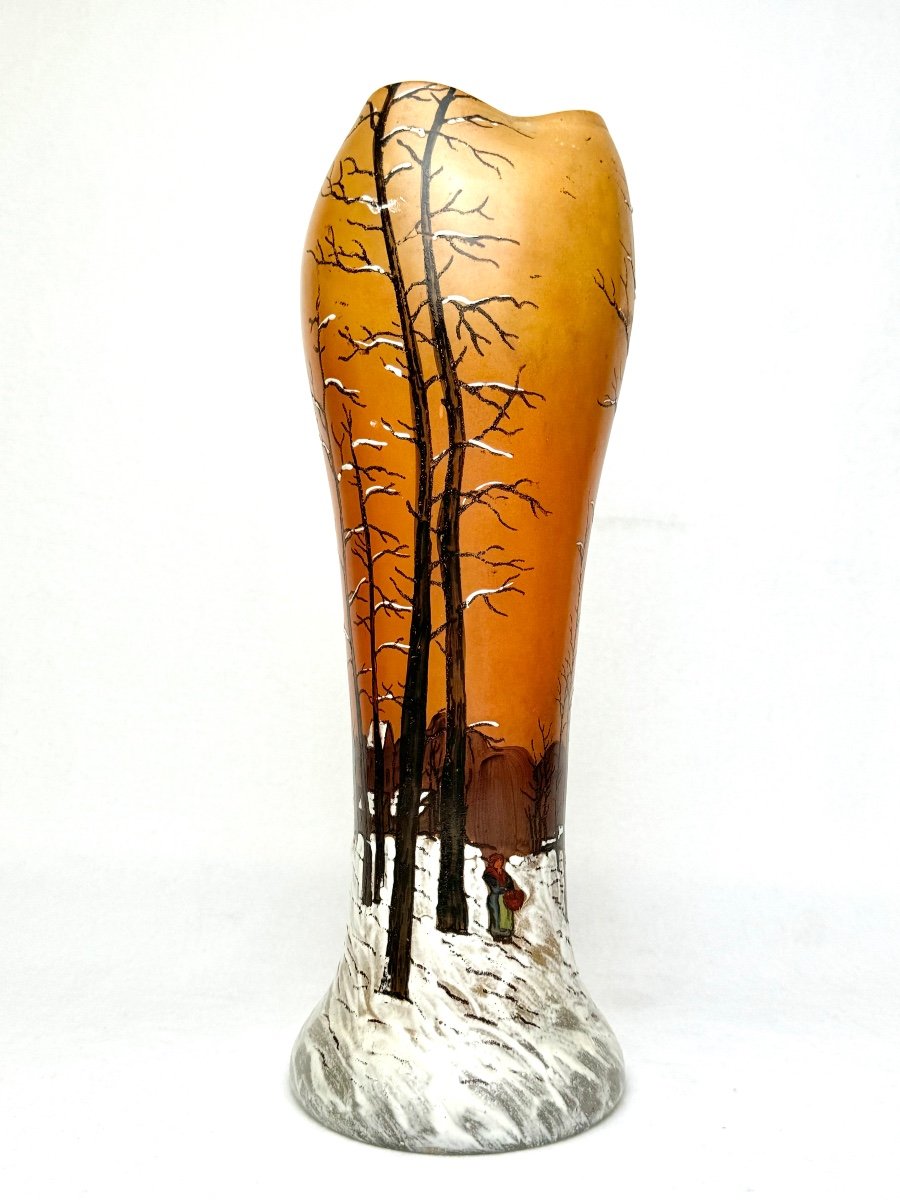 Legras Vase Decor Snowy Landscape