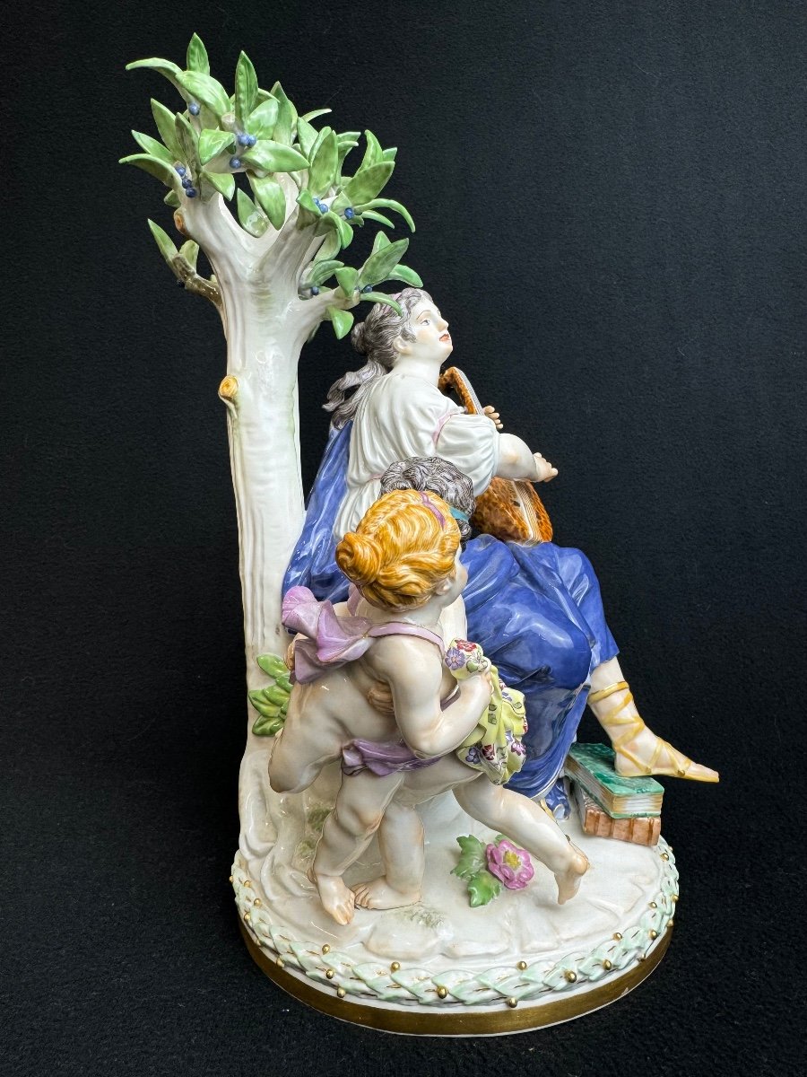 Meissen - Rare Groupe Mythologique Muse Terpsichore De La Série Apollo Et Les 9 Muses.-photo-2