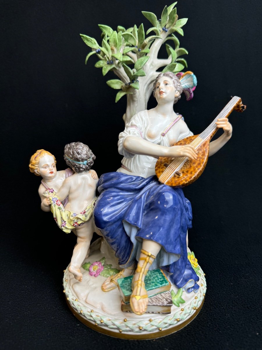 Meissen - Rare Groupe Mythologique Muse Terpsichore De La Série Apollo Et Les 9 Muses.-photo-8