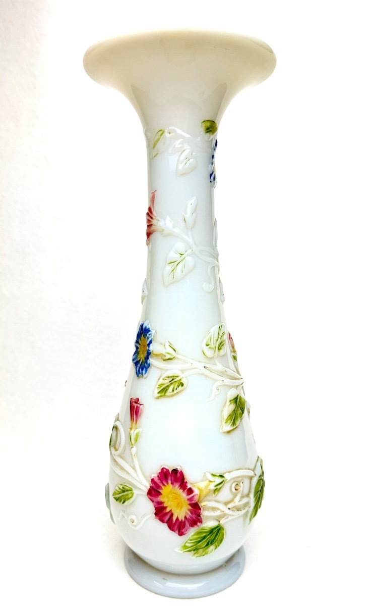 Baccarat - Vase En Opaline Décor Aux Liserons-photo-2