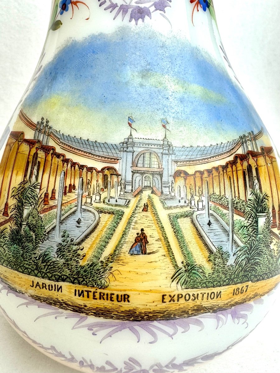 Pair De Vases En Opaline-  Palais Omnibus Exposition Universelle De 1867-photo-2