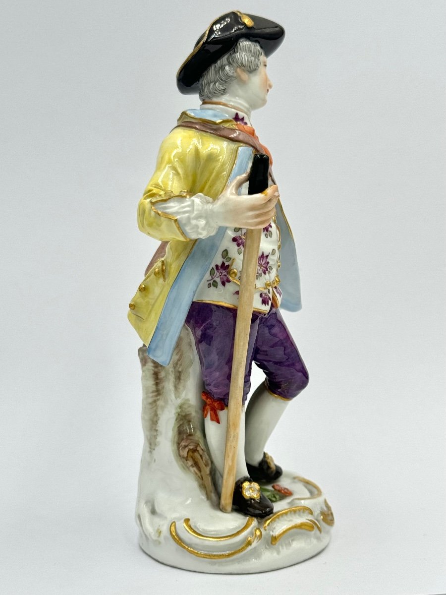 Meissen - Figure En Porcelaine D’un Enfant Jardinier Avec Houlette De Berger-photo-2