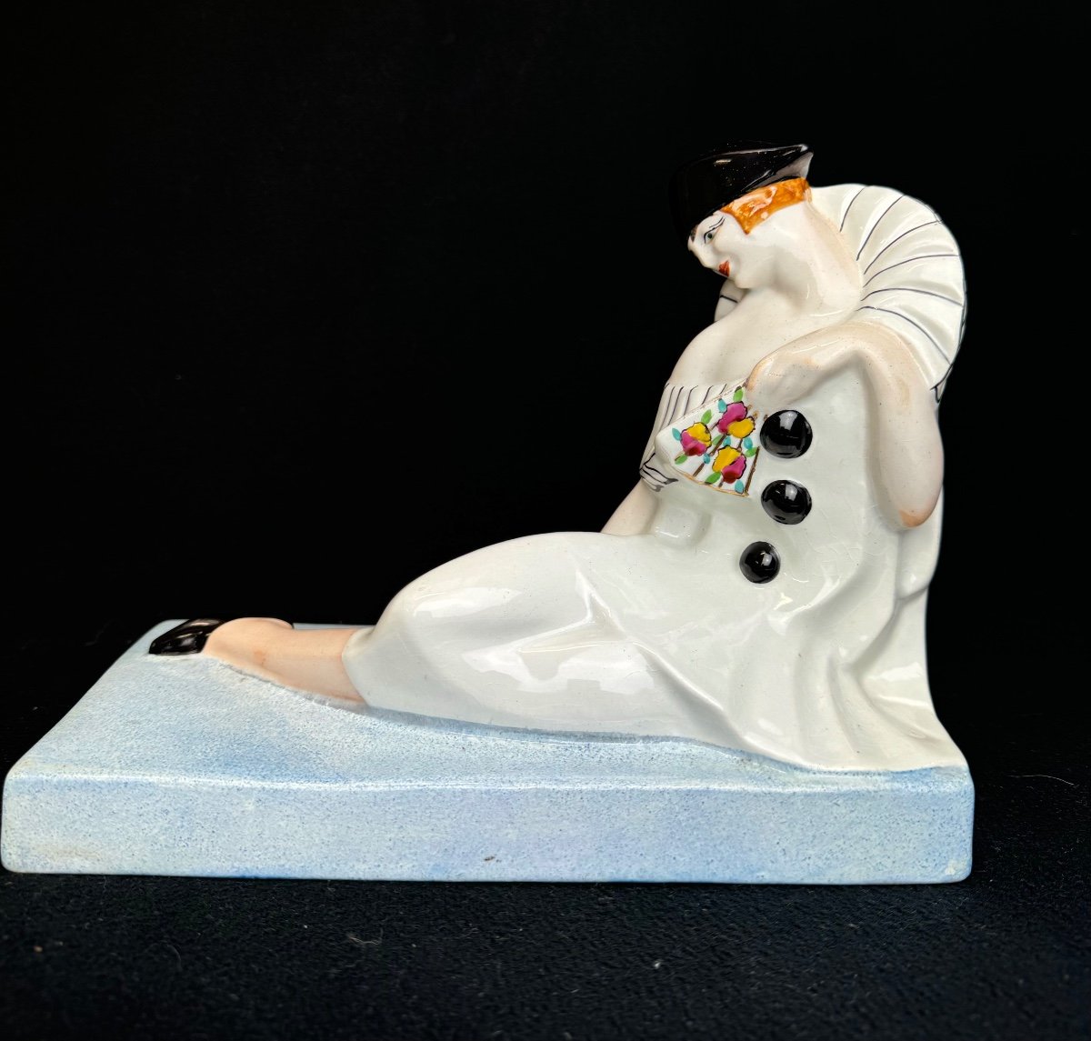 Genvane - Pierrot And Columbine Earthenware Bookends-photo-2