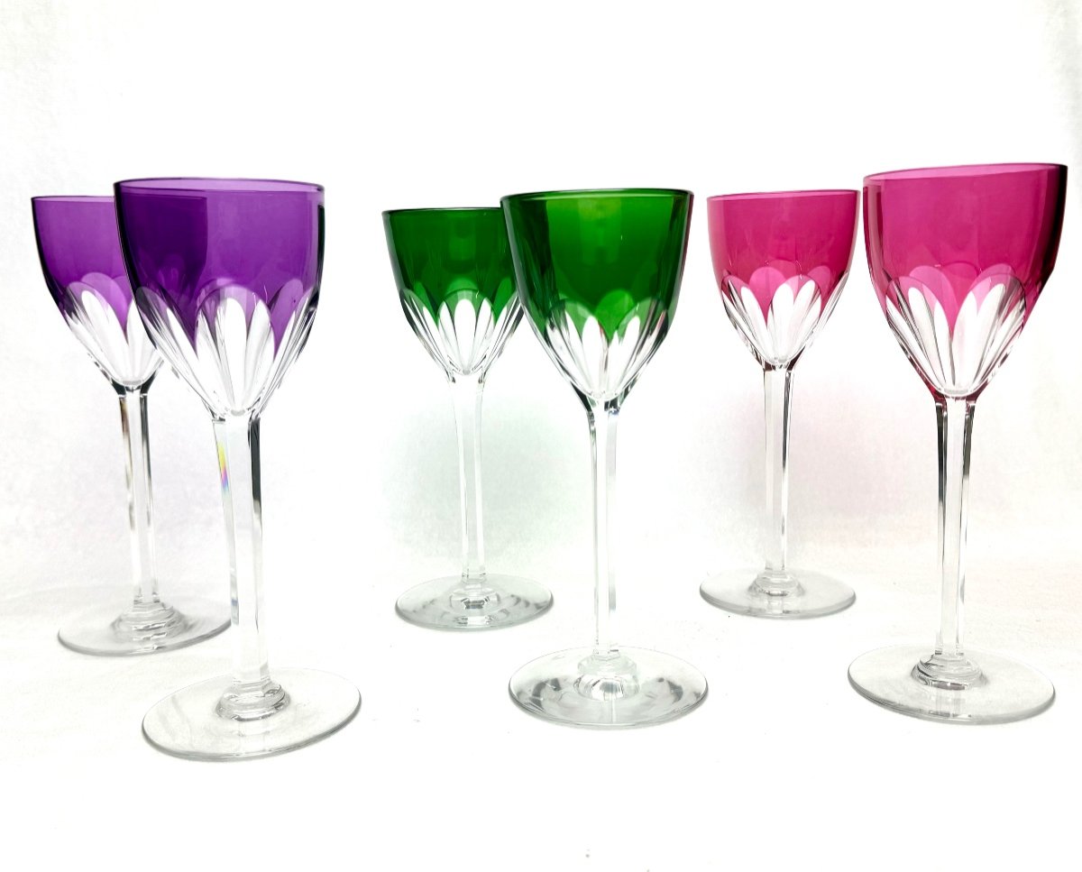 Baccarat - Set Of 6 Genova Model Wine Glasses -photo-2