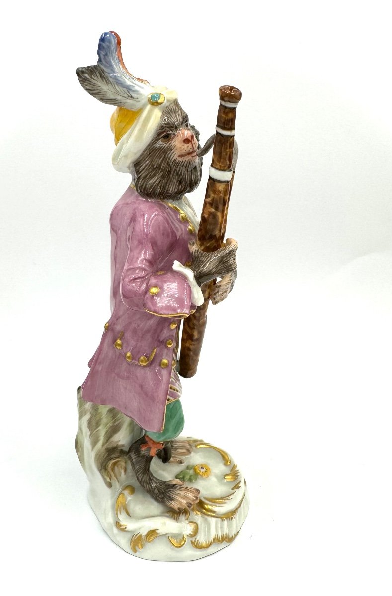 Meissen Figure En Porcelaine - Singe En Tant Que Fagottiste De L’orchestre De Singes-photo-2