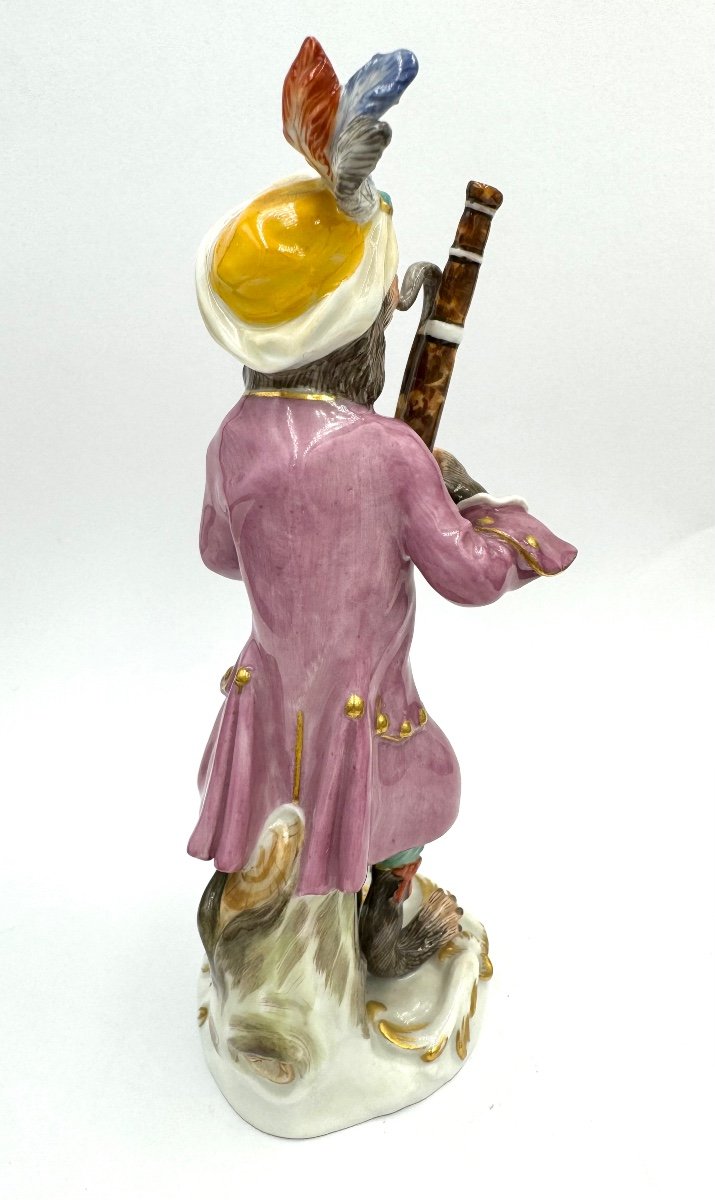 Meissen Figure En Porcelaine - Singe En Tant Que Fagottiste De L’orchestre De Singes-photo-3