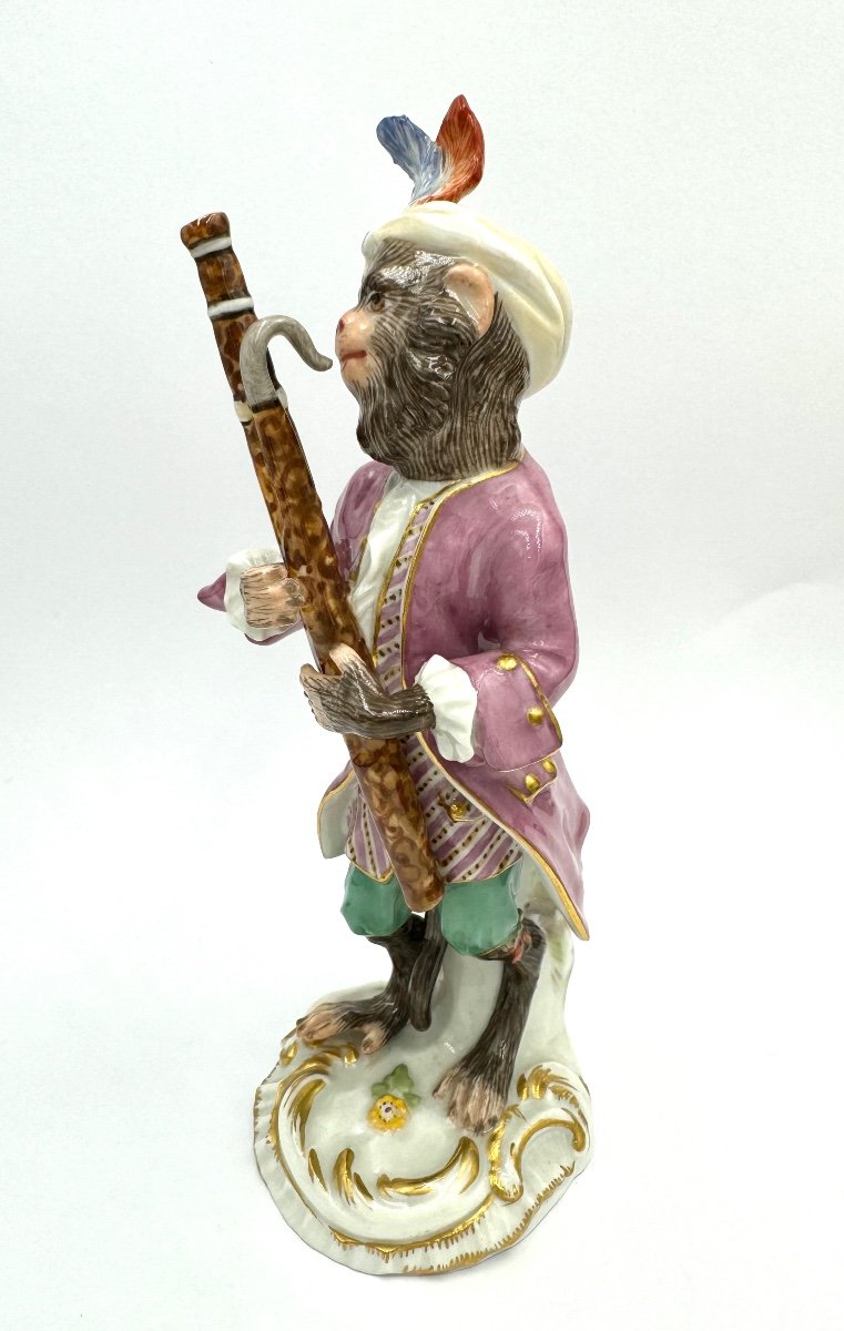 Meissen Figure En Porcelaine - Singe En Tant Que Fagottiste De L’orchestre De Singes-photo-1