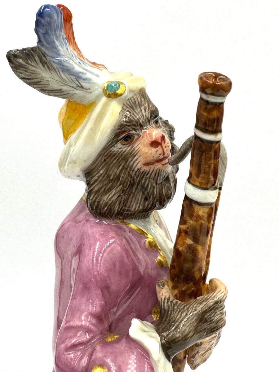 Meissen Figure En Porcelaine - Singe En Tant Que Fagottiste De L’orchestre De Singes-photo-2