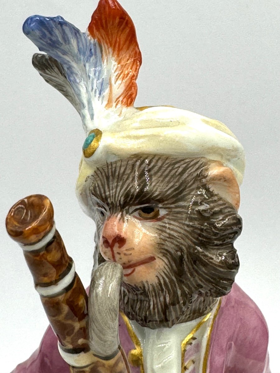 Meissen Figure En Porcelaine - Singe En Tant Que Fagottiste De L’orchestre De Singes-photo-3