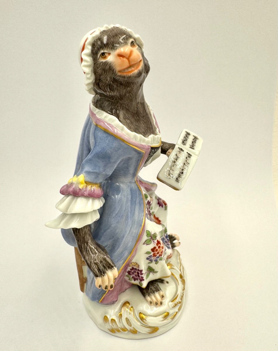 Meissen Figure En Porcelaine - Singe En Tant Que Chanteuse De L’orchestre De Singes-photo-2