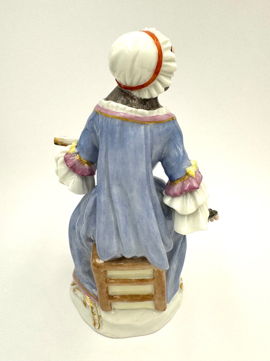 Meissen Figure En Porcelaine - Singe En Tant Que Chanteuse De L’orchestre De Singes-photo-3