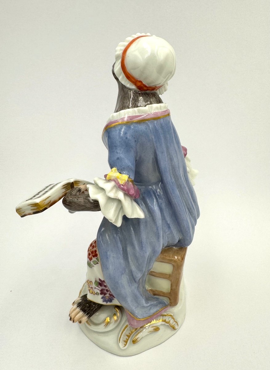 Meissen Figure En Porcelaine - Singe En Tant Que Chanteuse De L’orchestre De Singes-photo-4