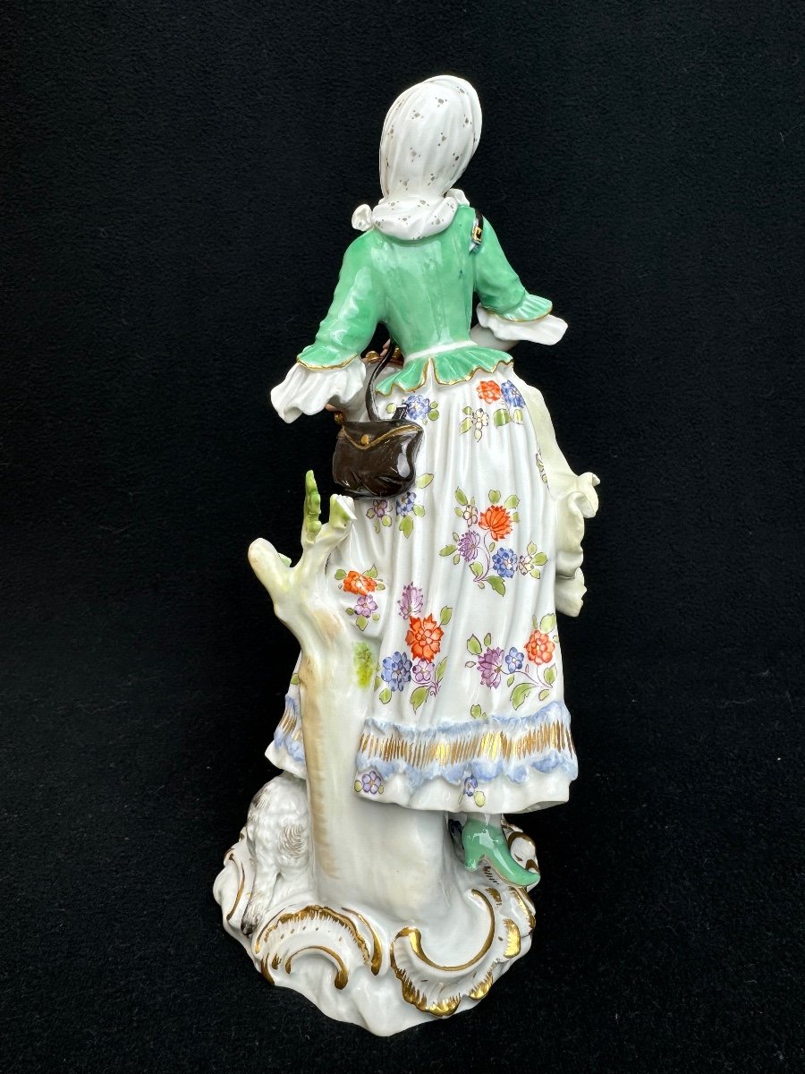 Meissen, Porcelain Figure Shepherdess With Tambourine-photo-4