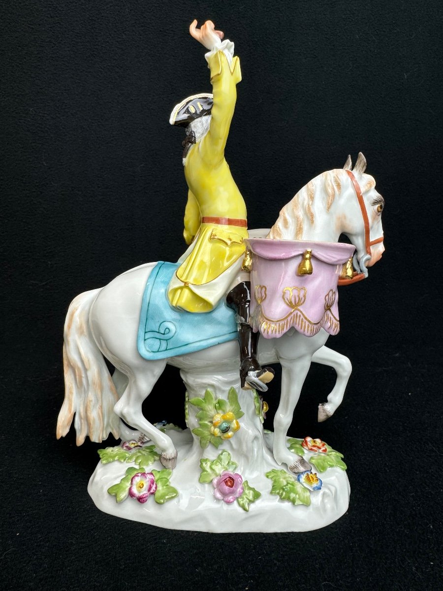 Meissen, Figure En Porcelaine Soldat Avec Tambour à Cheval-photo-4