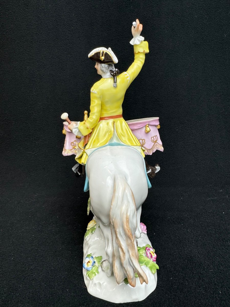 Meissen, Figure En Porcelaine Soldat Avec Tambour à Cheval-photo-3