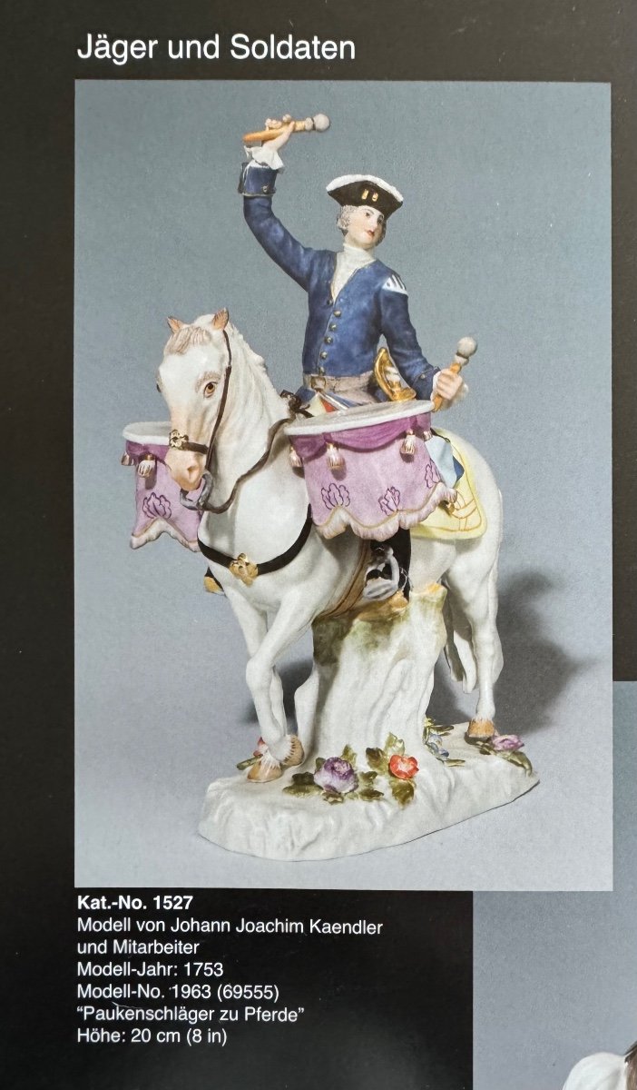 Meissen, Figure En Porcelaine Soldat Avec Tambour à Cheval-photo-6