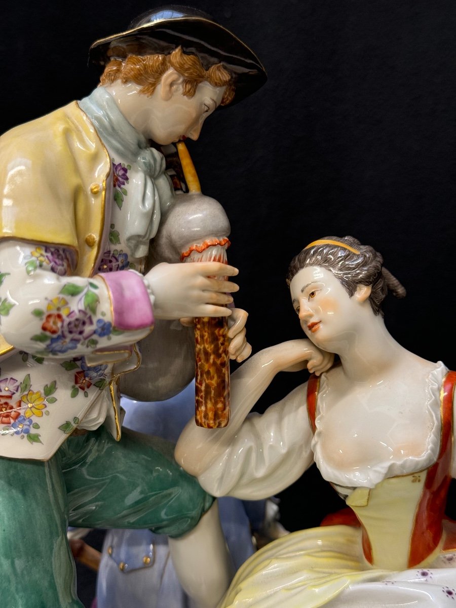 Meissen - Shepherd And Gardener Porcelain Group -photo-2