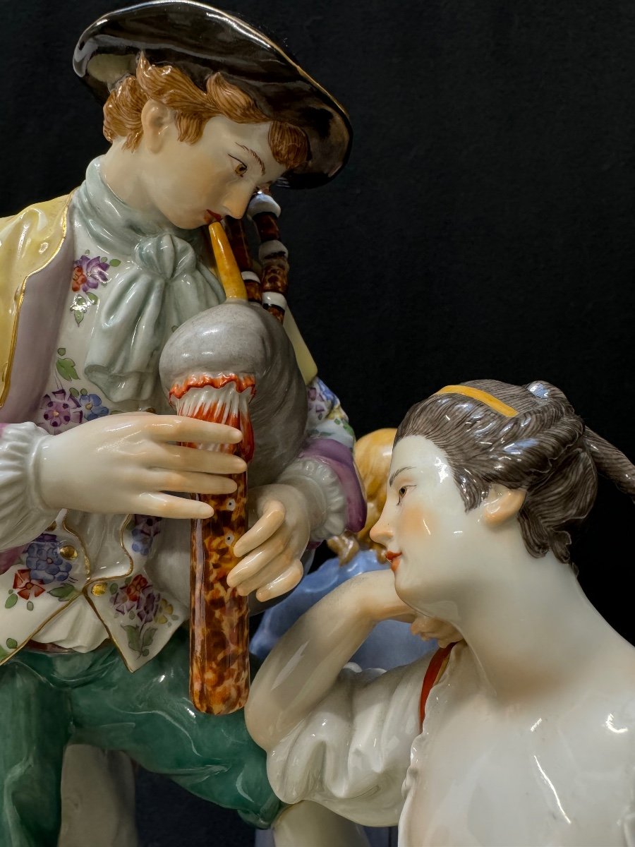 Meissen - Shepherd And Gardener Porcelain Group -photo-4