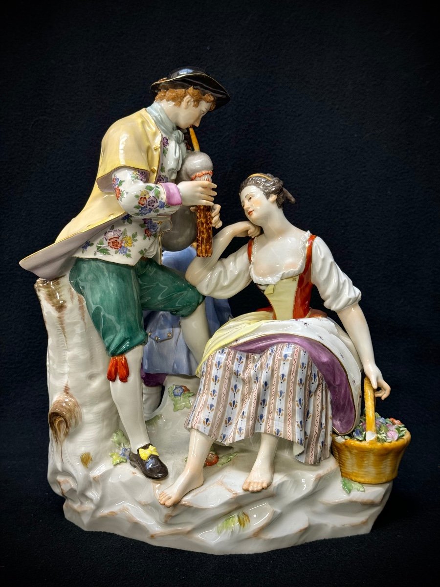 Meissen - Shepherd And Gardener Porcelain Group 