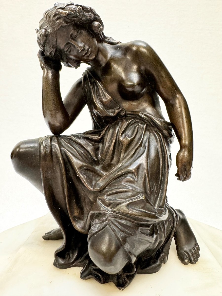 Sculpture En Bronze, Femme Grecque Assise -photo-2