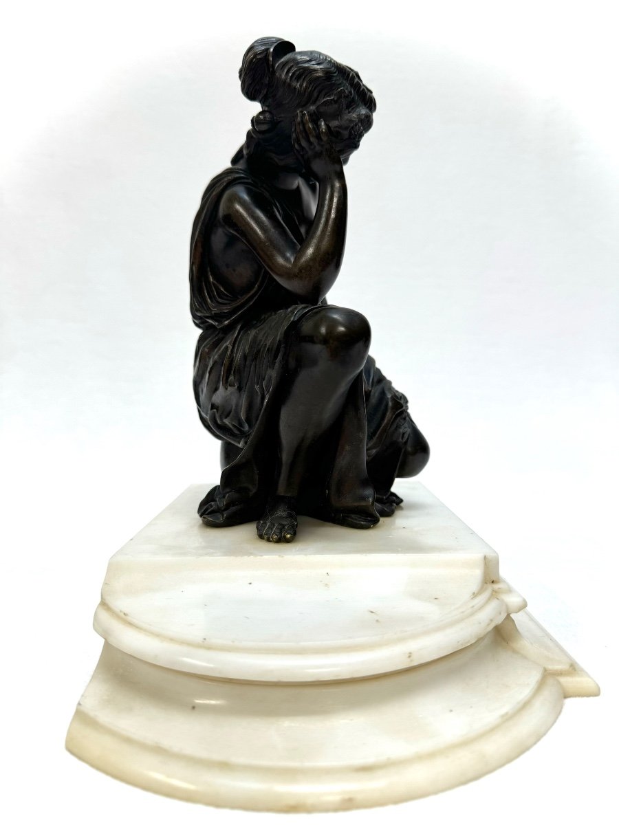 Sculpture En Bronze, Femme Grecque Assise -photo-4