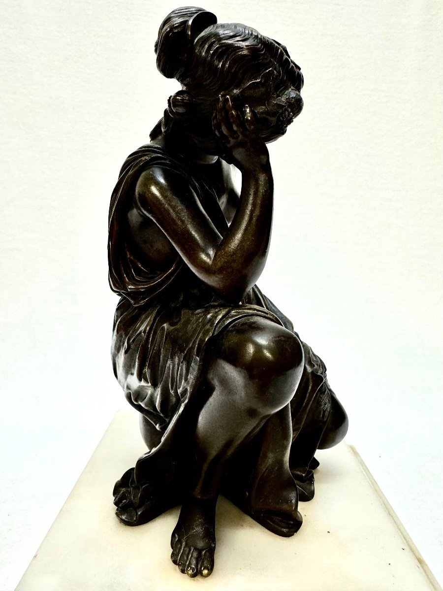 Sculpture En Bronze, Femme Grecque Assise -photo-2