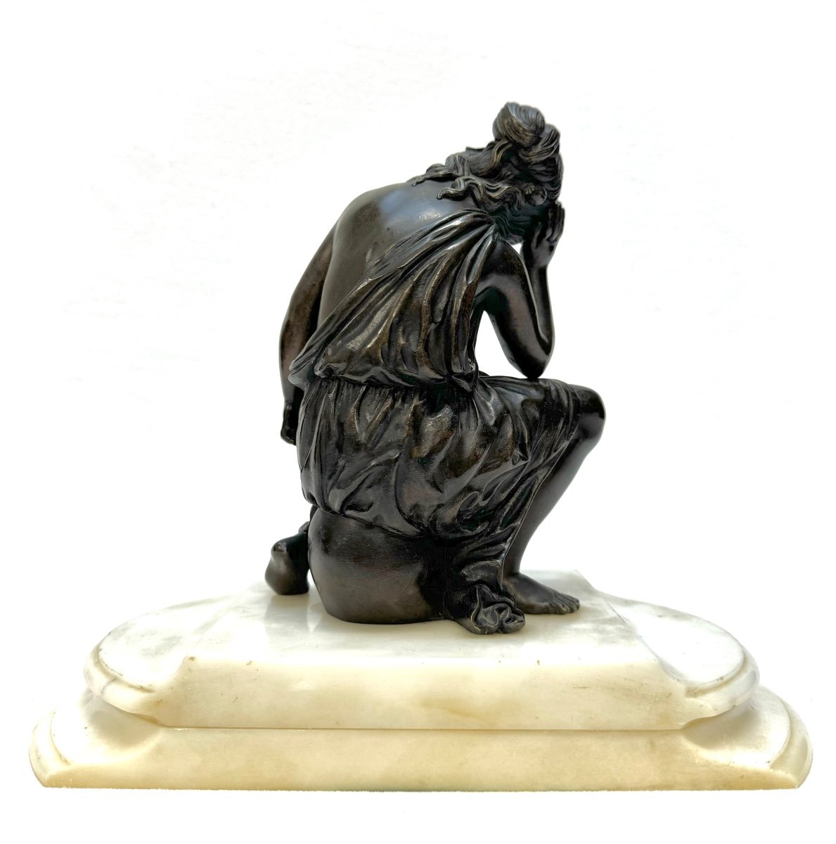 Sculpture En Bronze, Femme Grecque Assise -photo-3