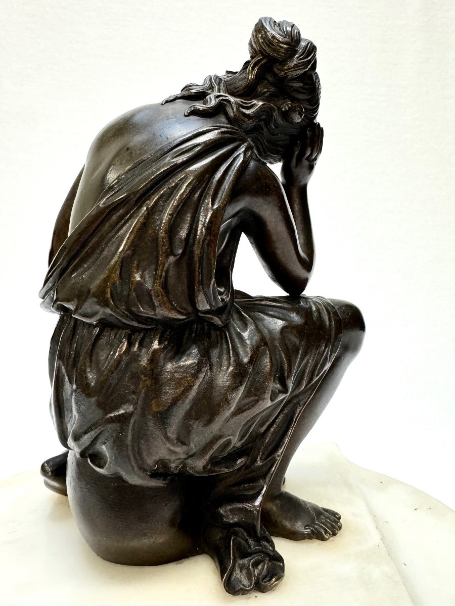 Sculpture En Bronze, Femme Grecque Assise -photo-4