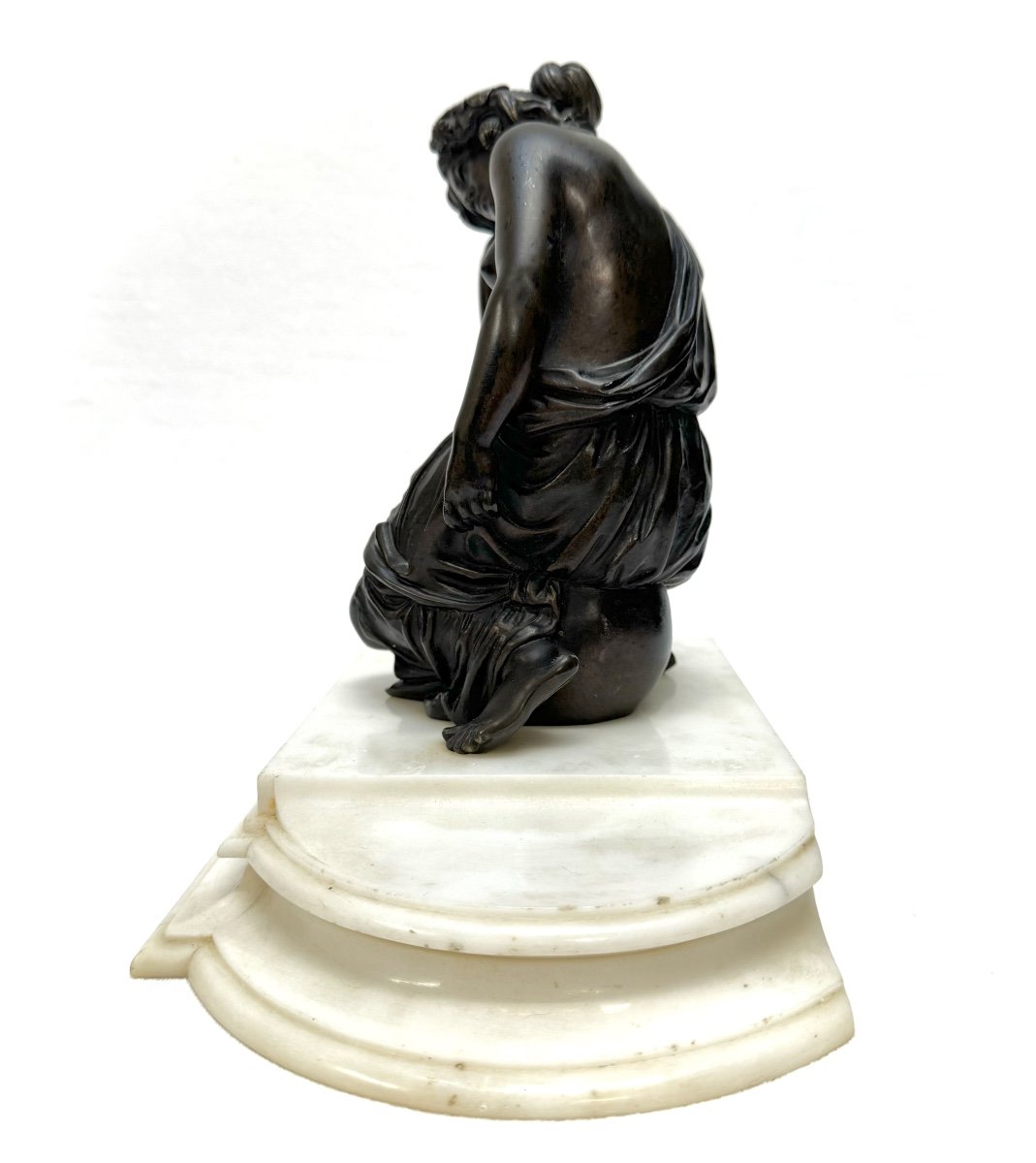 Sculpture En Bronze, Femme Grecque Assise -photo-5